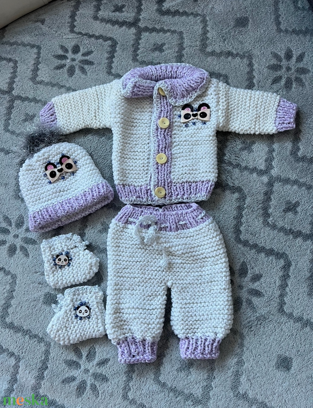 Kötött babaruha szett - ruha & divat - babaruha & gyerekruha - babafotózási ruha és kellék - Meska.hu
