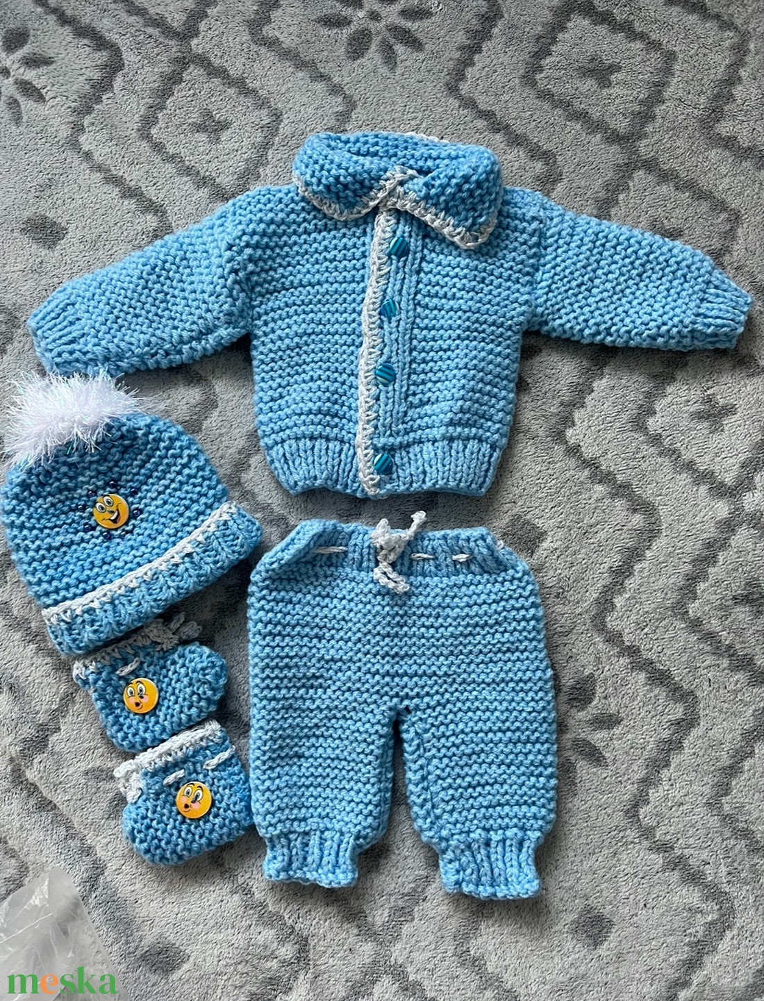 Kötött babaruha szett - ruha & divat - babaruha & gyerekruha - babafotózási ruha és kellék - Meska.hu
