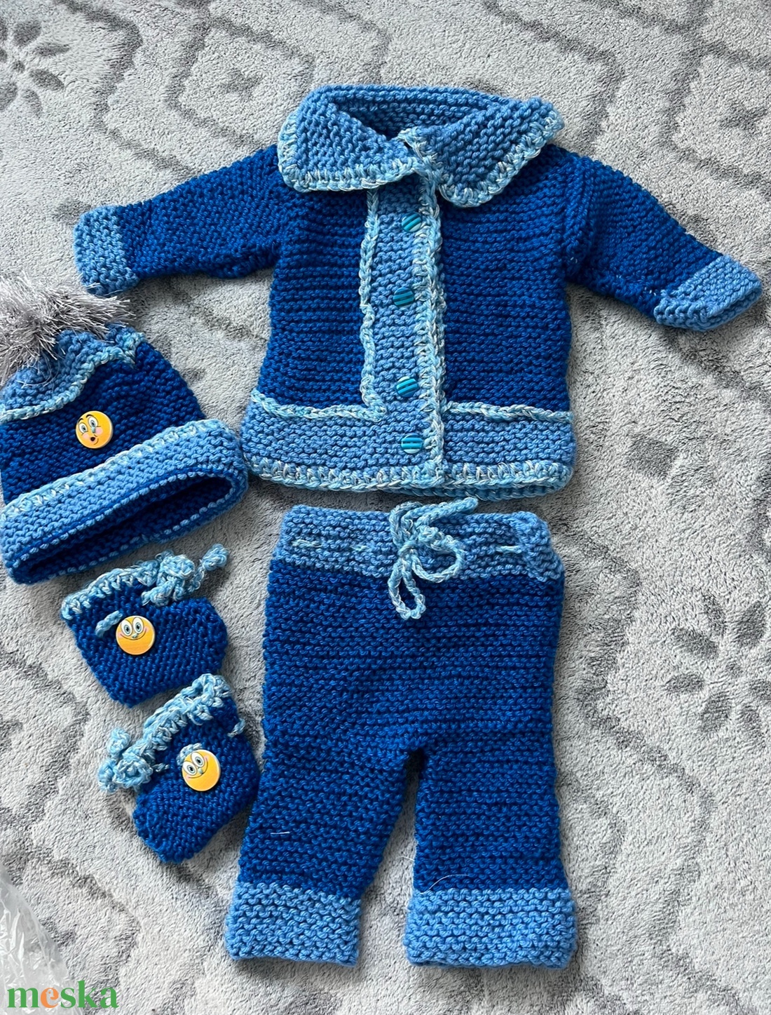 Kötött babaruha szett - ruha & divat - babaruha & gyerekruha - babafotózási ruha és kellék - Meska.hu