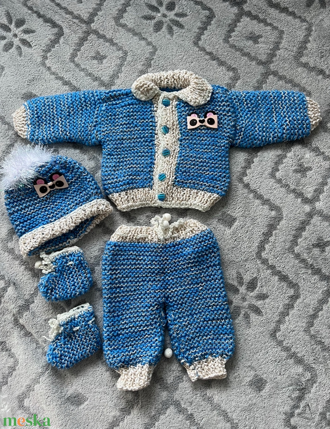 Kötött babaruha szett - ruha & divat - babaruha & gyerekruha - babafotózási ruha és kellék - Meska.hu