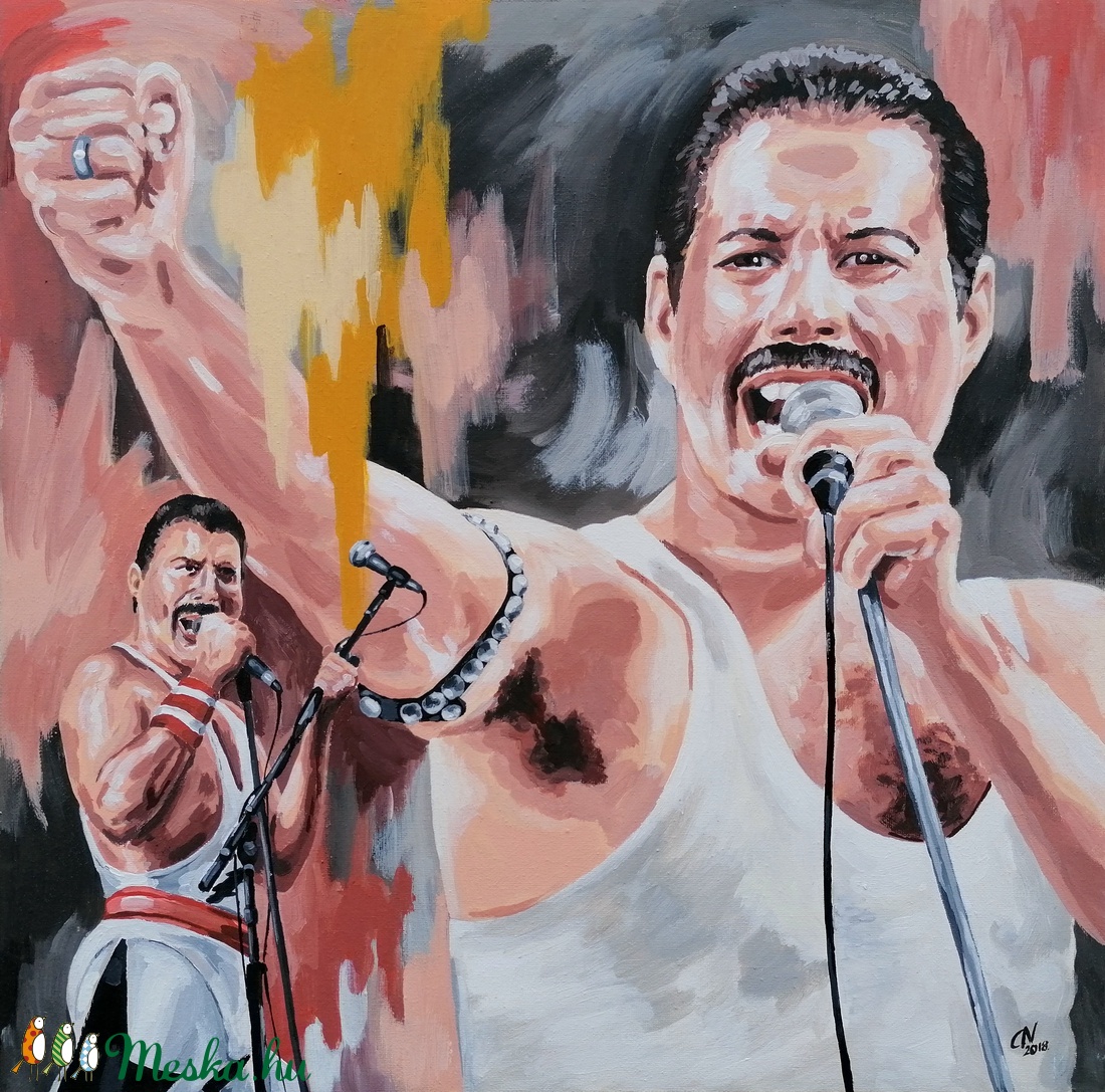 Freddie Mercury portré - művészet - festmény - akril - Meska.hu Freddie Mercury portré - művészet - festmény - akril - Meska.hu