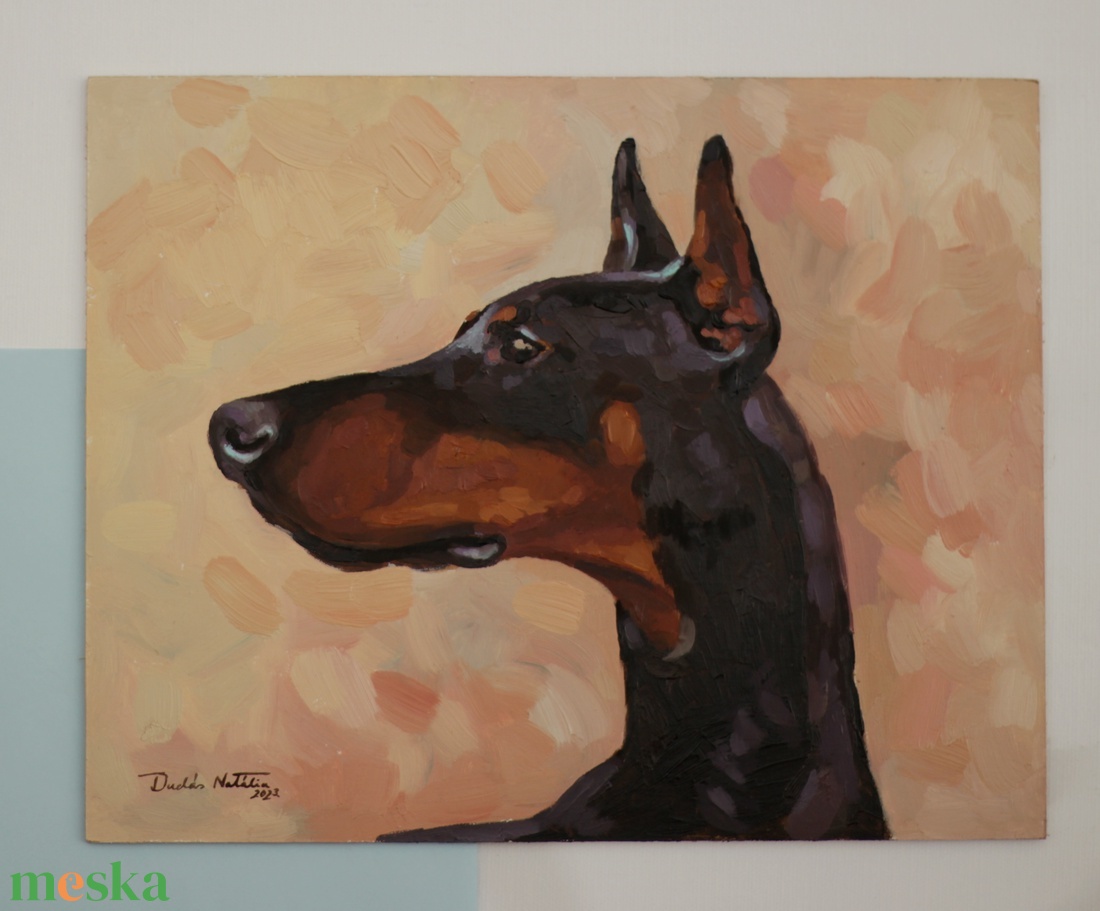 Doberman portré - művészet - festmény - olajfestmény - Meska.hu Doberman portré - művészet - festmény - olajfestmény - Meska.hu