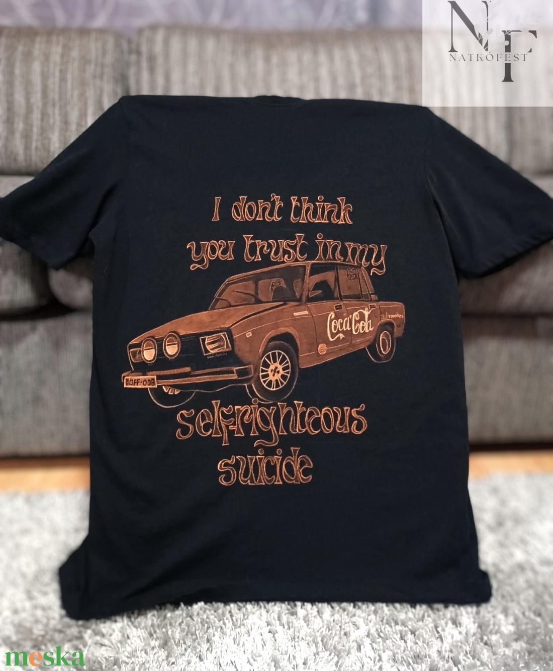 Kézzel festett pamut póló - ruha & divat - férfi ruha - póló - Meska.hu