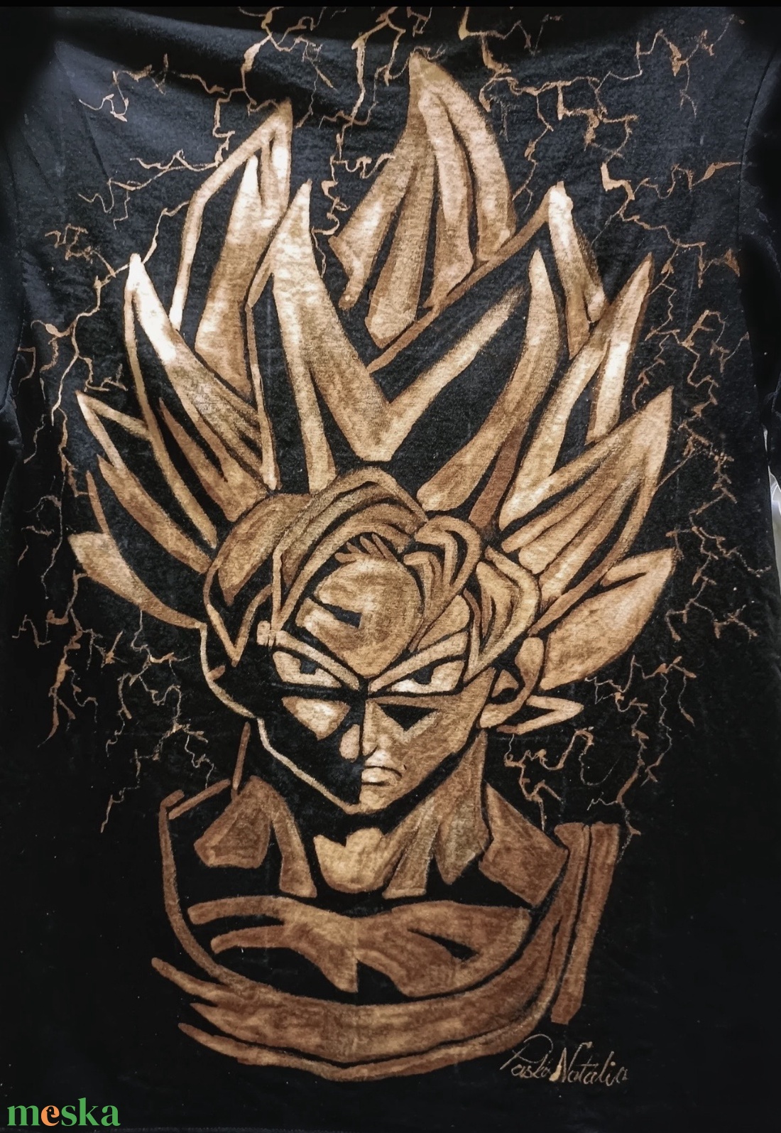 Son Goku mintás kézzel festett póló - ruha & divat - férfi ruha - póló - Meska.hu