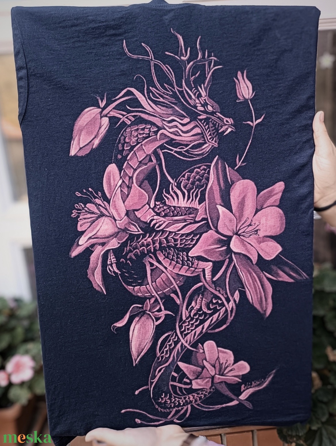 Kézzel, hipóval festett pamut póló  - ruha & divat - női ruha - póló, felső - Meska.hu