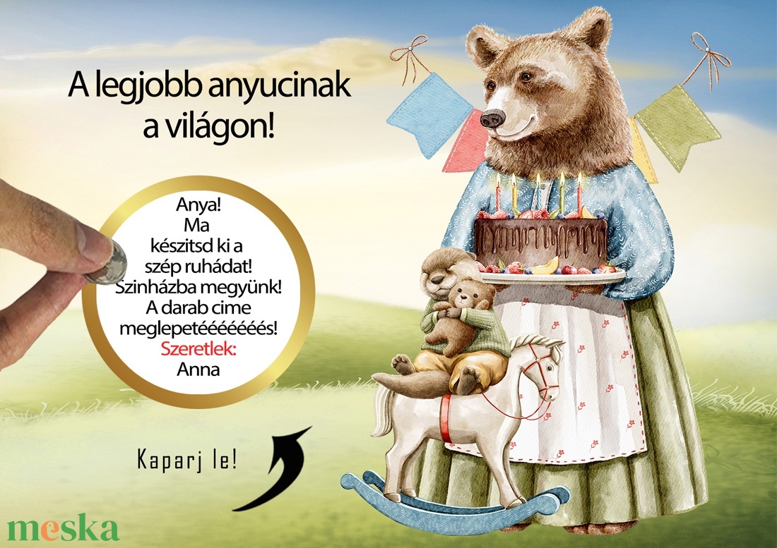 Kaparós sorsjegy egyedi felirat születésnapra, vicces ajándék Maci - otthon & életmód - papír, írószer - ajándékozás kellékei - ajándék sorsjegy - Meska.hu