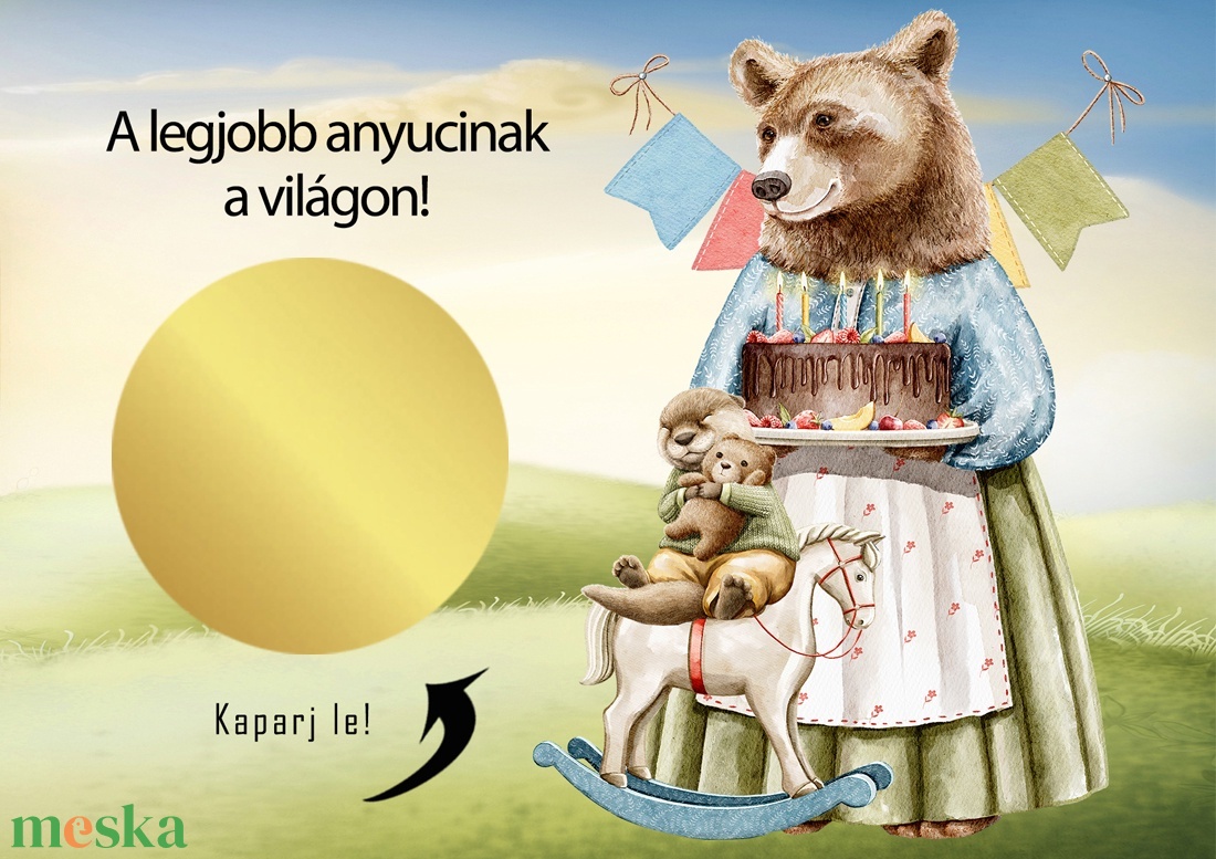 Kaparós sorsjegy egyedi felirat születésnapra, vicces ajándék Maci - otthon & életmód - papír, írószer - ajándékozás kellékei - ajándék sorsjegy - Meska.hu