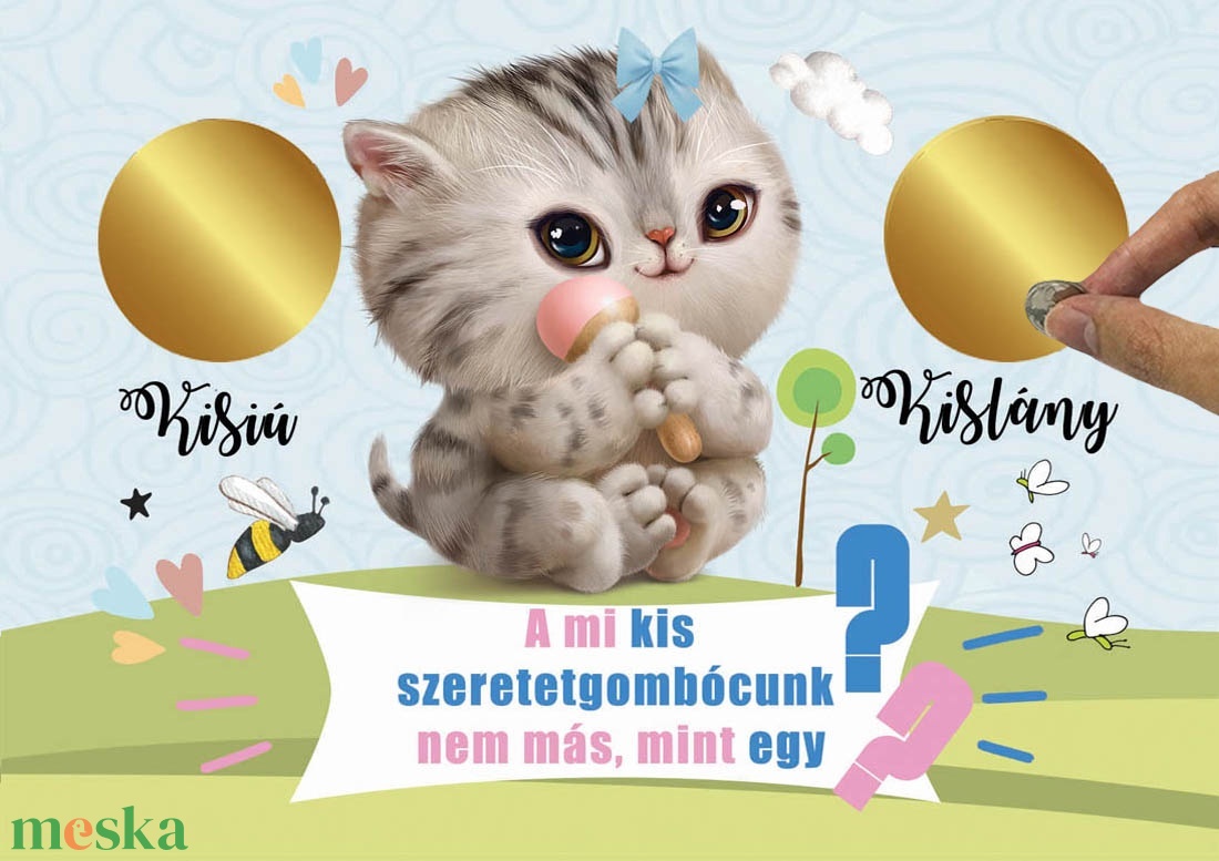 Kaparós sorsjegy Fix felirat kislány bejelentő képeslap - otthon & életmód - papír, írószer - ajándékozás kellékei - ajándék sorsjegy - Meska.hu