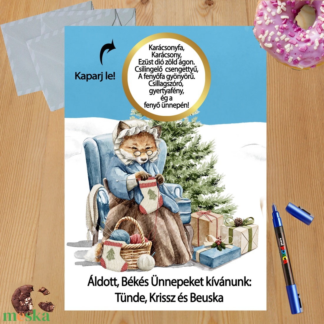 Karácsonyi kaparós sorsjegy egyedi felirat vicces ajándék - otthon & életmód - papír, írószer - ajándékozás kellékei - ajándék sorsjegy - Meska.hu