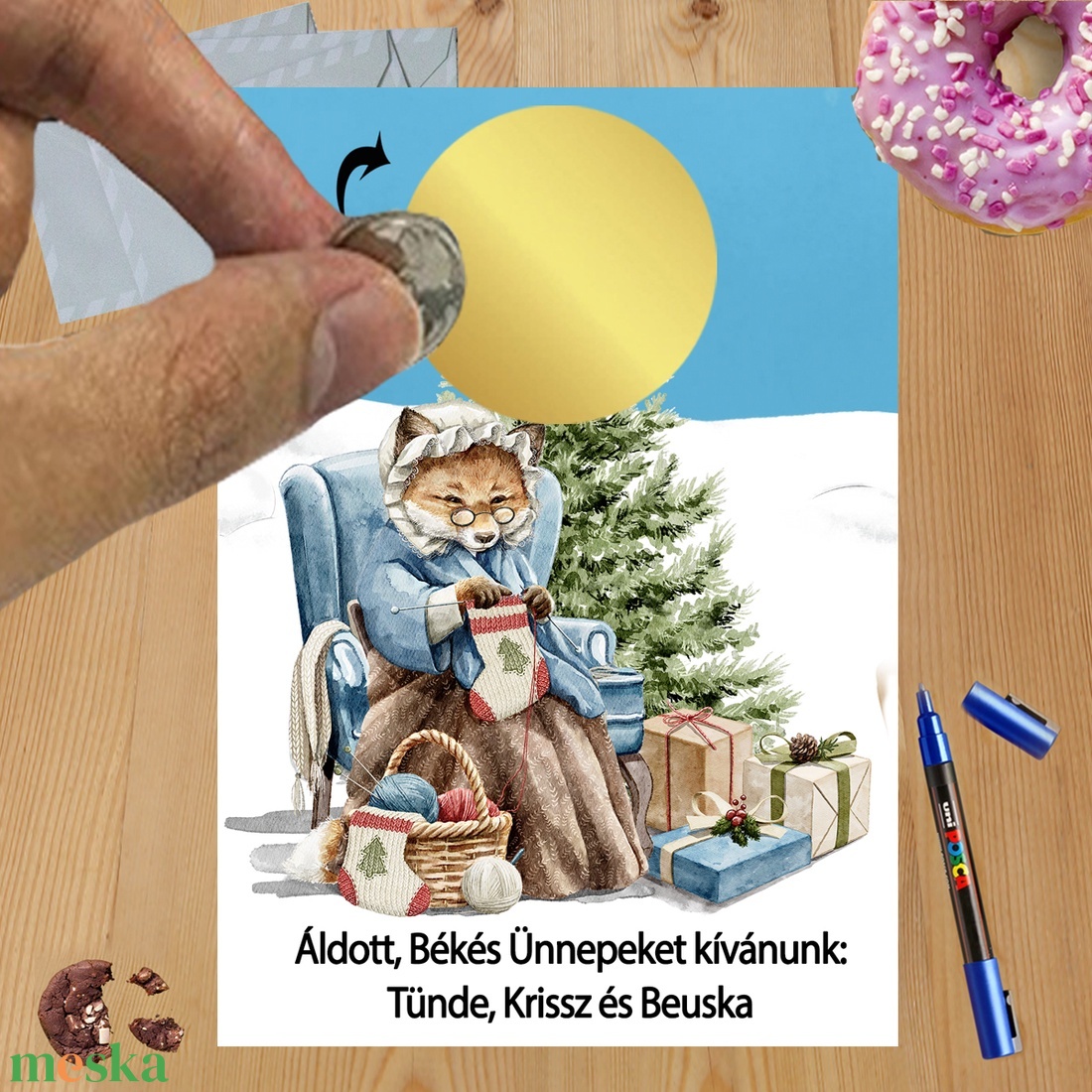 Karácsonyi kaparós sorsjegy egyedi felirat vicces ajándék - otthon & életmód - papír, írószer - ajándékozás kellékei - ajándék sorsjegy - Meska.hu