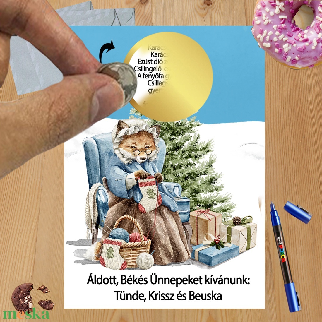 Karácsonyi kaparós sorsjegy egyedi felirat vicces ajándék - otthon & életmód - papír, írószer - ajándékozás kellékei - ajándék sorsjegy - Meska.hu