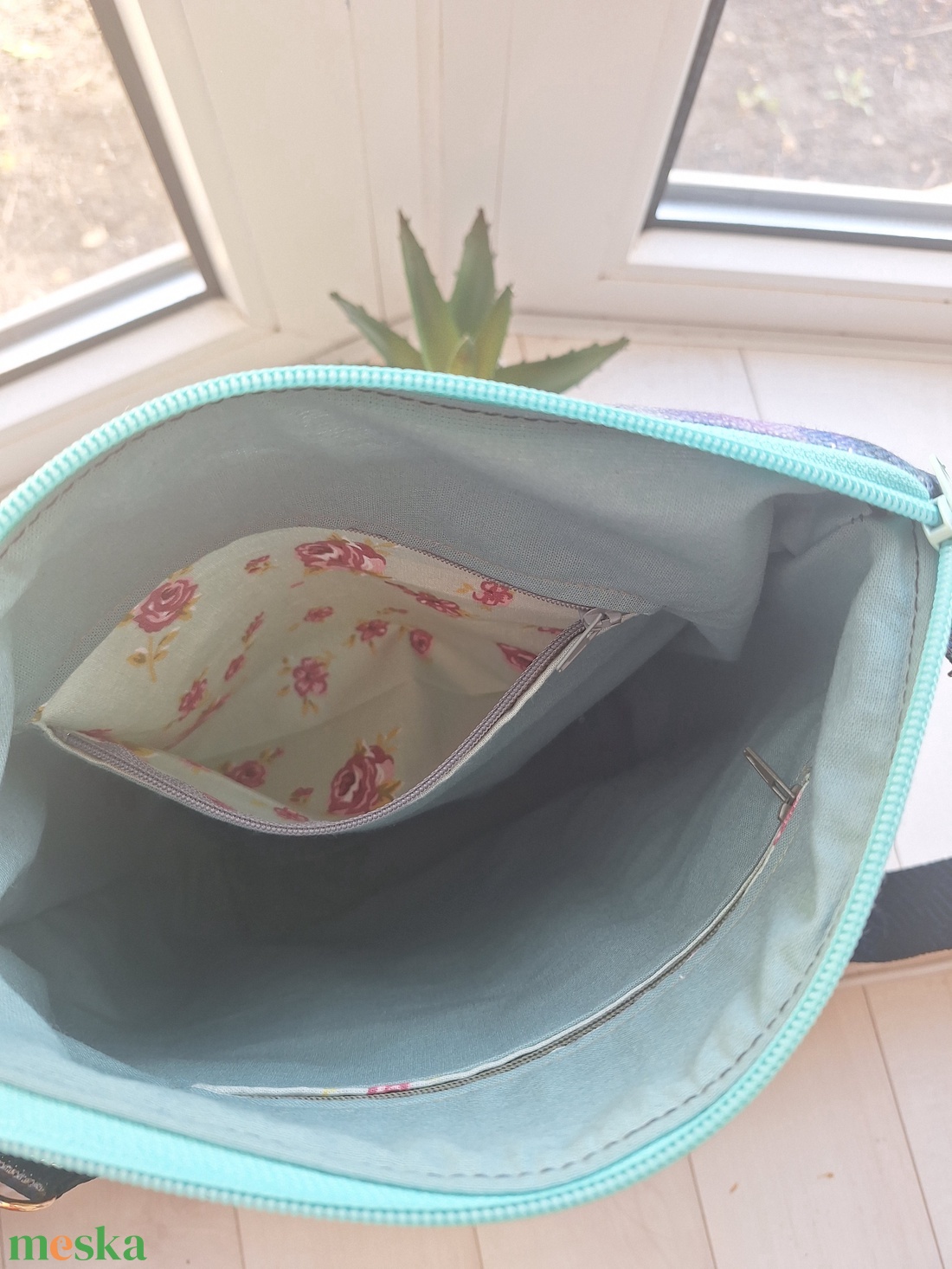 Türkiz festmény táska - táska & tok - kézitáska & válltáska - vállon átvethető táska - Meska.hu