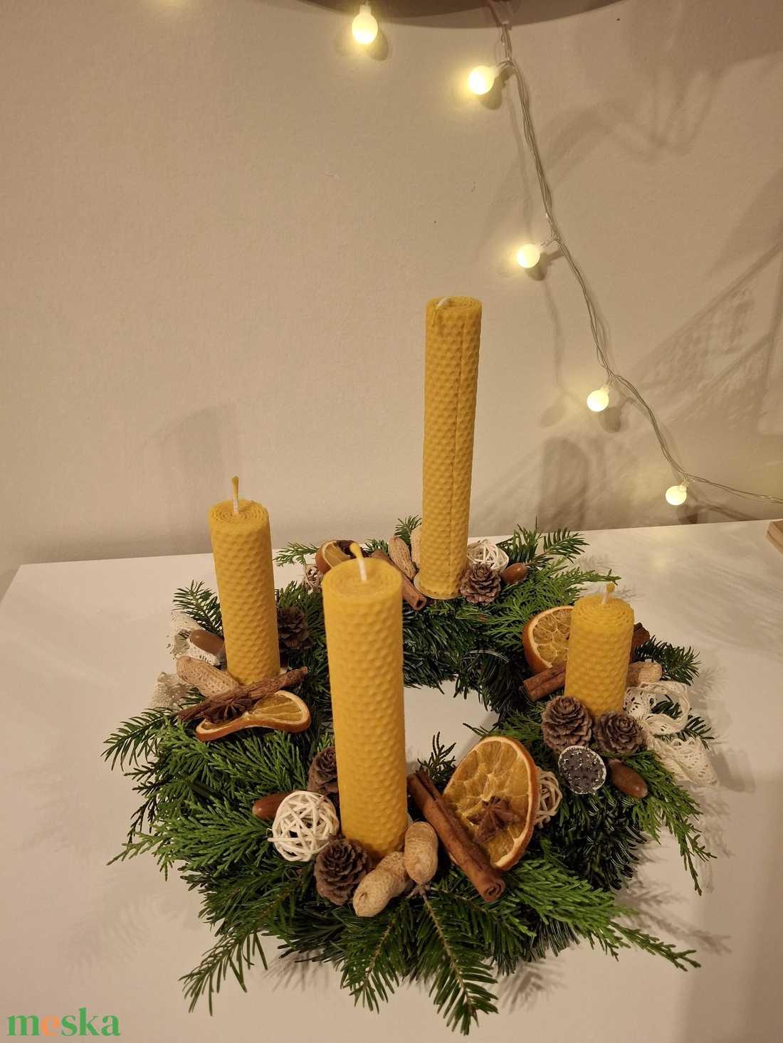 Adventi koszorú méhviasz gyertyával 30 cm - karácsony - adventi díszek - adventi koszorú - Meska.hu Adventi koszorú méhviasz gyertyával 30 cm - karácsony - adventi díszek - adventi koszorú - Meska.hu