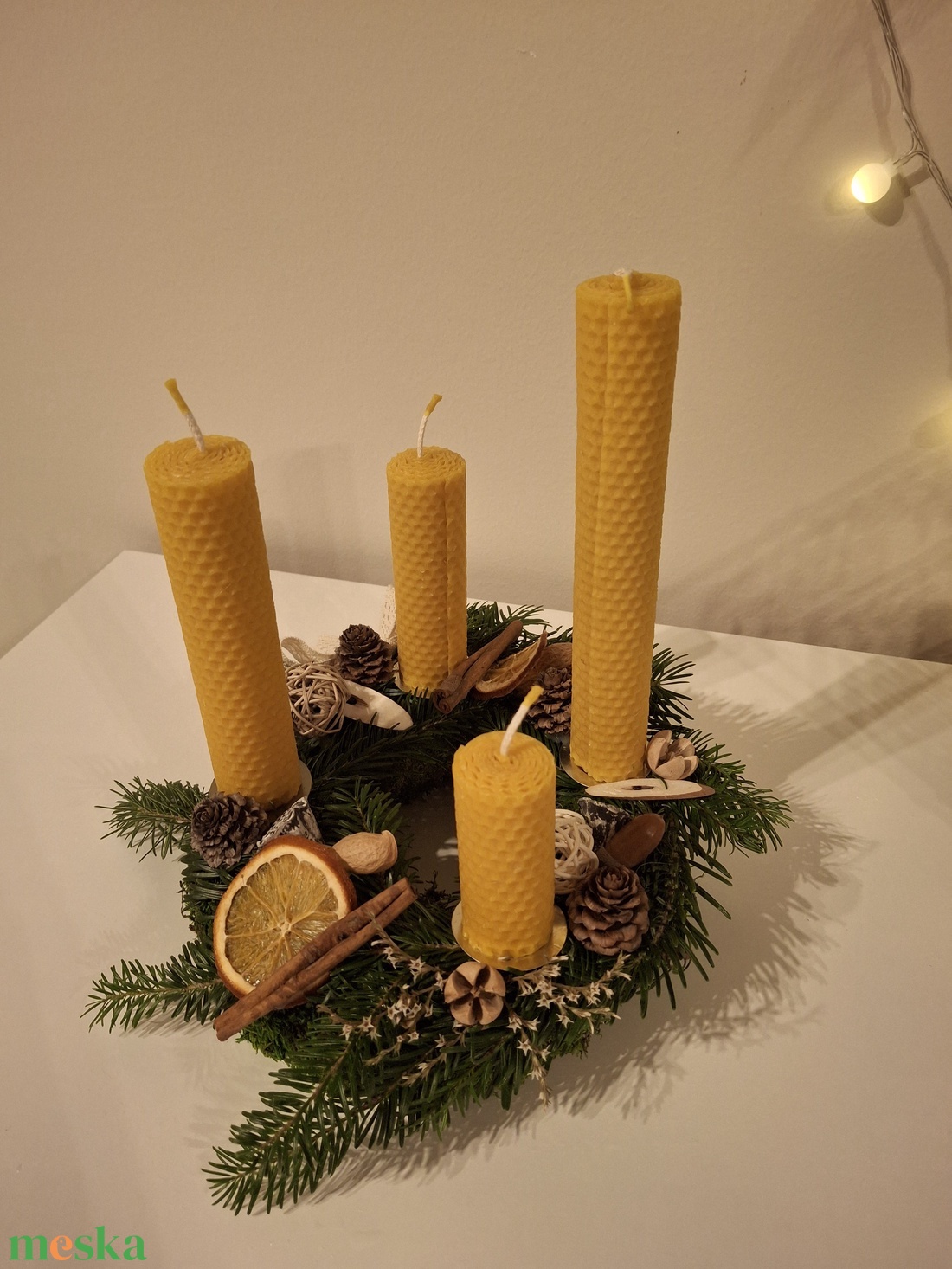 Adventi koszorú méhviasz gyertyával 20 cm - karácsony - adventi díszek - adventi koszorú - Meska.hu Adventi koszorú méhviasz gyertyával 20 cm - karácsony - adventi díszek - adventi koszorú - Meska.hu