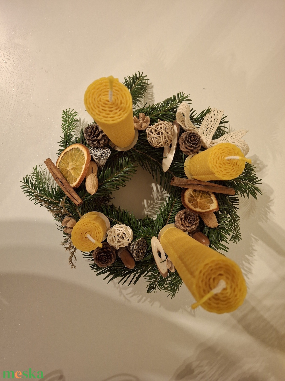 Adventi koszorú méhviasz gyertyával 20 cm - karácsony - adventi díszek - adventi koszorú - Meska.hu Adventi koszorú méhviasz gyertyával 20 cm - karácsony - adventi díszek - adventi koszorú - Meska.hu