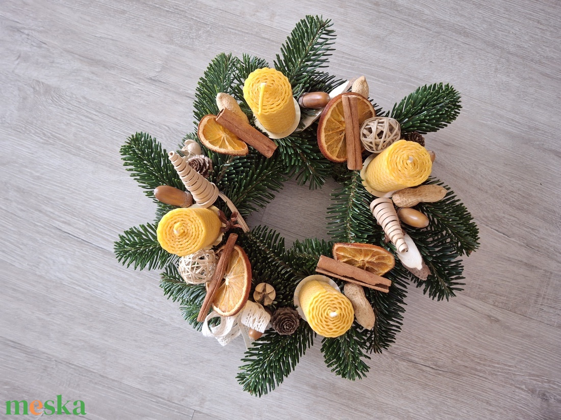 Adventi koszorú méhviasz gyertyával 20 cm - karácsony - adventi díszek - adventi koszorú - Meska.hu Adventi koszorú méhviasz gyertyával 20 cm - karácsony - adventi díszek - adventi koszorú - Meska.hu