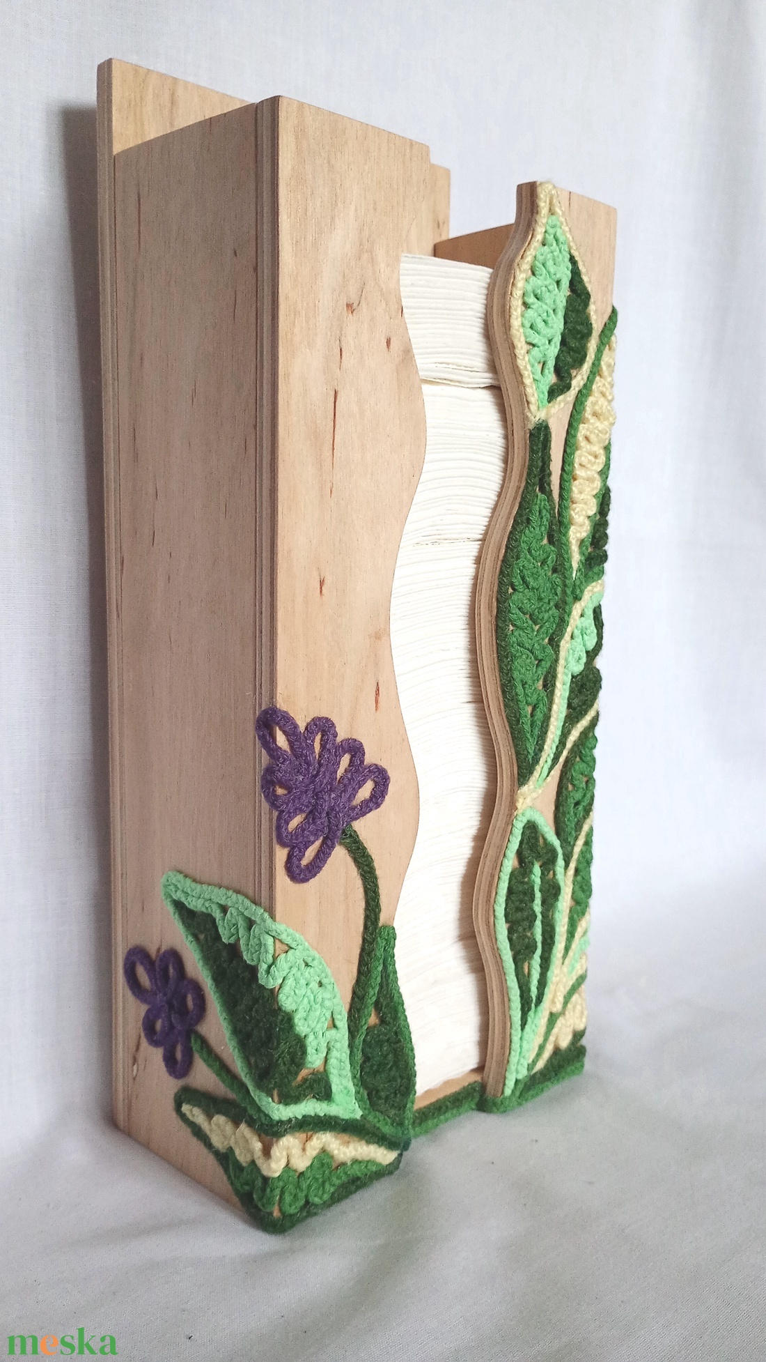 Zsálya gyógynövényes fa zsebkendőtartó - otthon & életmód - tárolás & rendszerezés - zsebkendőtartó - Meska.hu