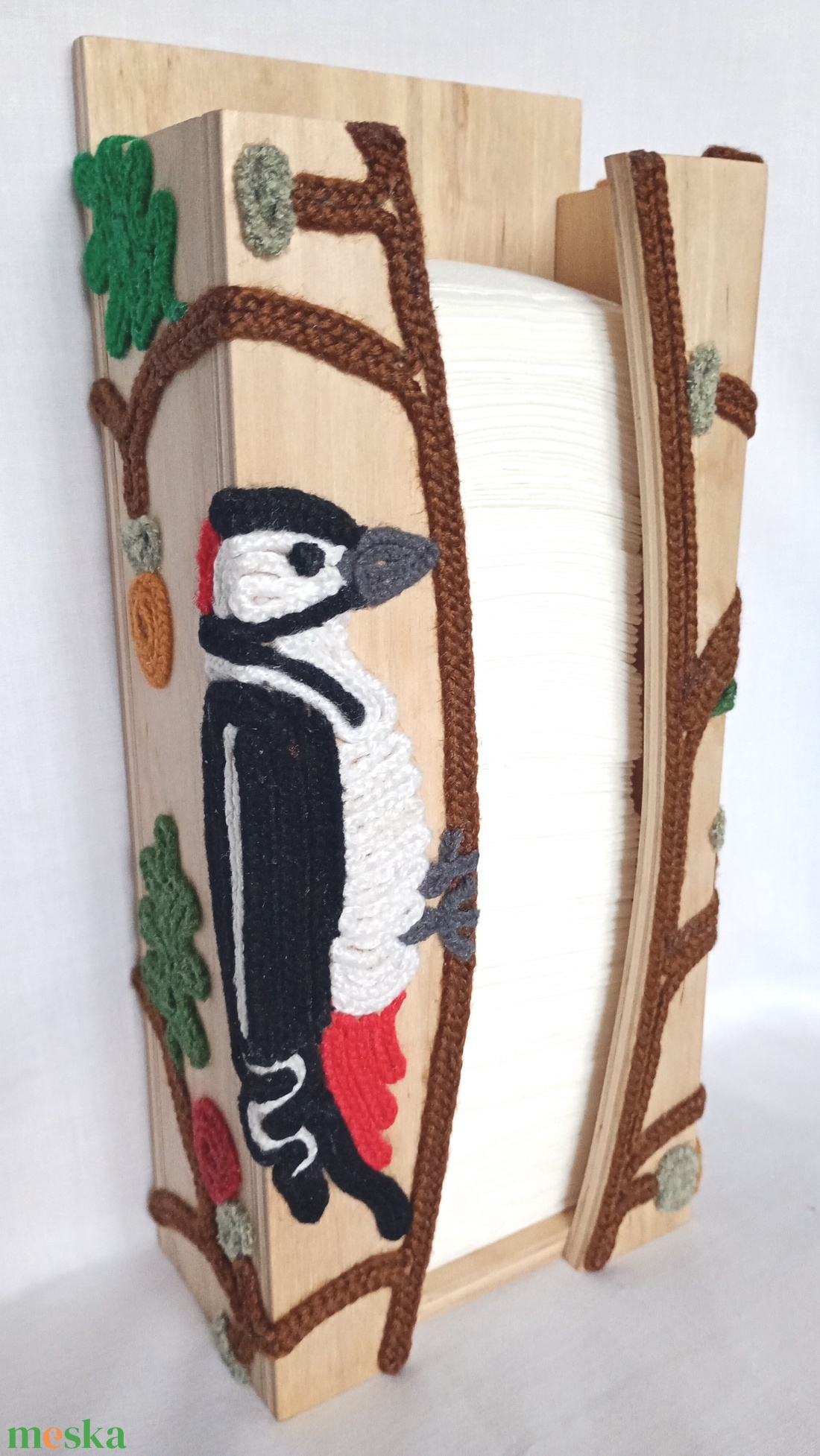 Harkályos fa zsebkendőtartó - otthon & életmód - tárolás & rendszerezés - zsebkendőtartó - Meska.hu