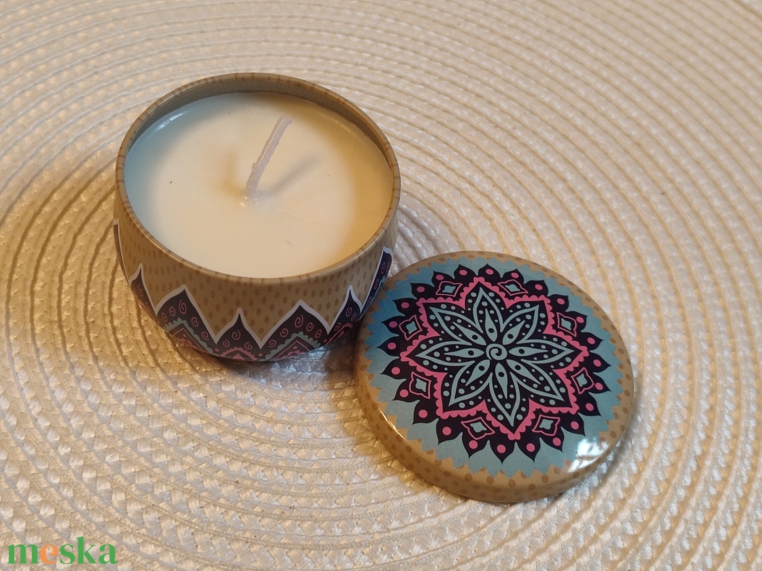Mandala mintás illatgyertya fedeles tégelyben - otthon & életmód - gyertya, illat, aroma - gyertya - Meska.hu