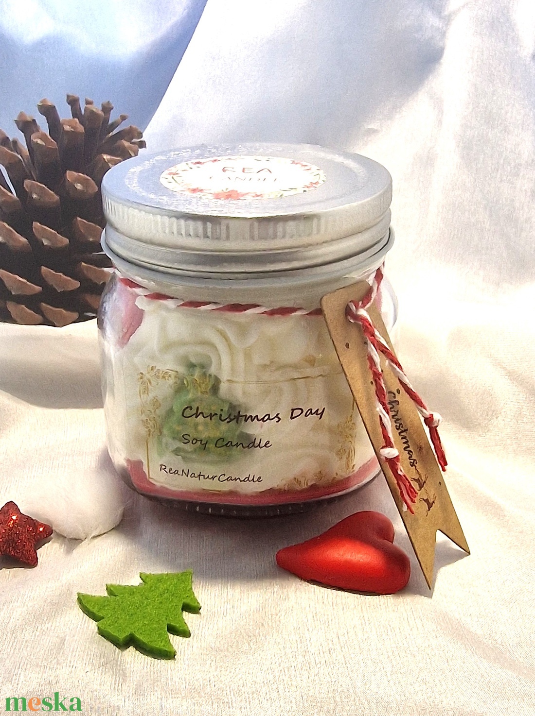 Szójaviasz illatgyertya-Christmas Day - karácsony - karácsonyi lakásdekoráció - karácsonyi illatgyertya, mécses - Meska.hu