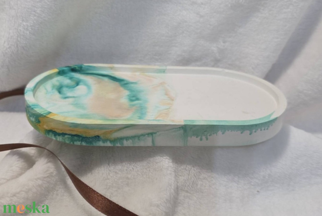 Ovális alátét/Zöld márvány - otthon & életmód - dekoráció - asztal és polc dekoráció - dekorációs tál, tartó - Meska.hu