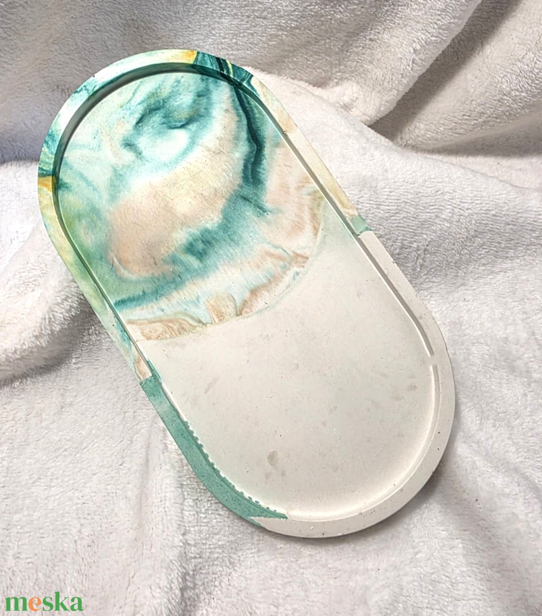 Ovális alátét/Zöld márvány - otthon & életmód - dekoráció - asztal és polc dekoráció - dekorációs tál, tartó - Meska.hu