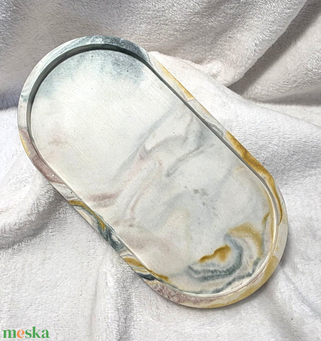 Ovális alátét/Acél márvány - otthon & életmód - dekoráció - asztal és polc dekoráció - dekorációs tál, tartó - Meska.hu