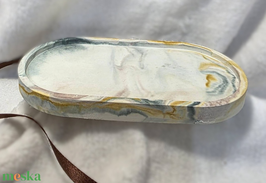 Ovális alátét/Acél márvány - otthon & életmód - dekoráció - asztal és polc dekoráció - dekorációs tál, tartó - Meska.hu
