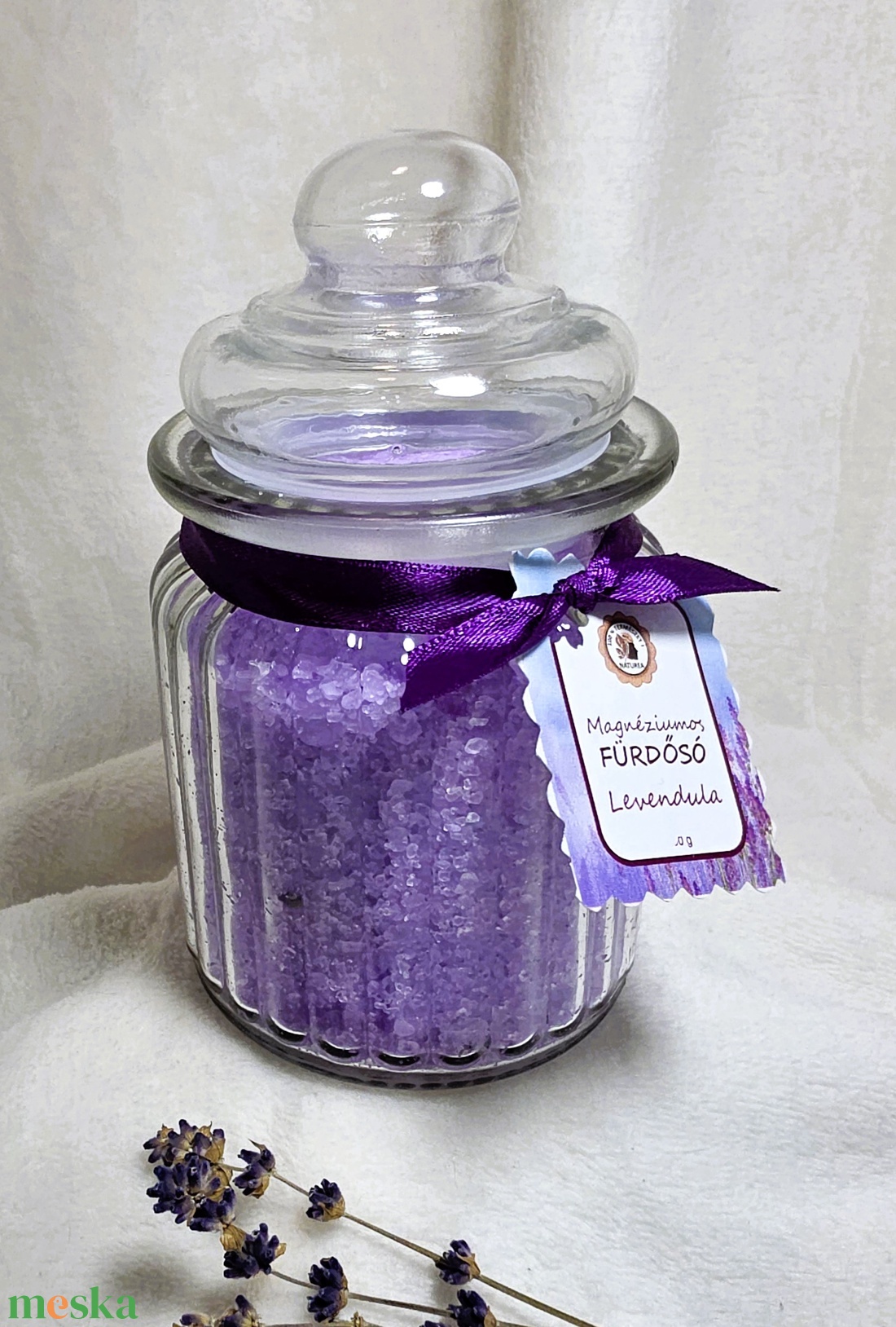 Magnéziumos fürdősó levendula illóolajjal - szépségápolás - szappan & fürdés - fürdősó, fürdőgolyó, habfürdő - Meska.hu