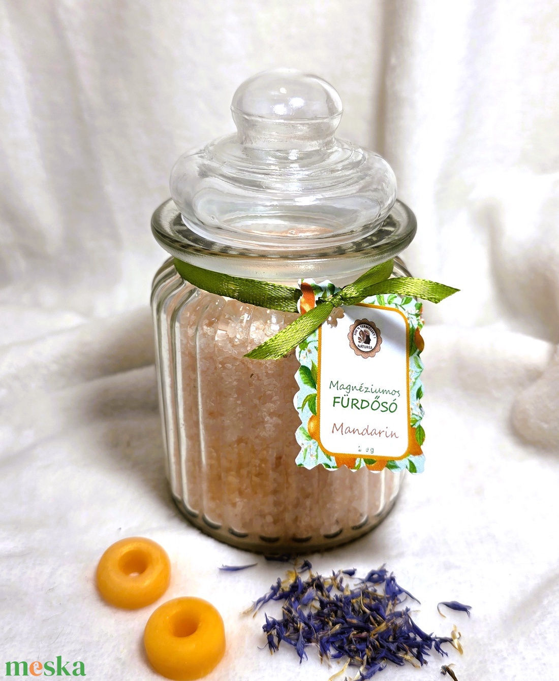Magnéziumos fürdősó mandarin illóolajjal - szépségápolás - szappan & fürdés - fürdősó, fürdőgolyó, habfürdő - Meska.hu