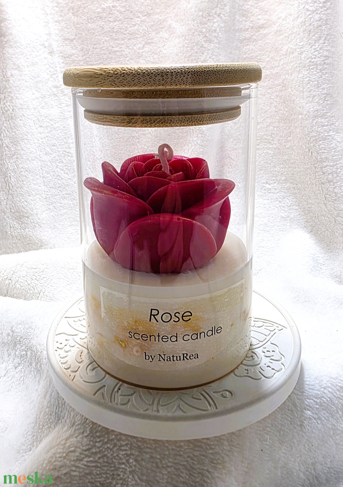 Rózsa és málna szójaviasz illatgyertya - otthon & életmód - gyertya, illat, aroma - gyertya - Meska.hu