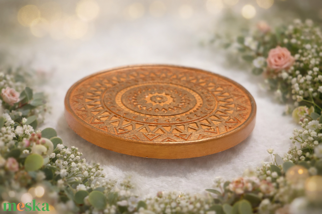 Kerámia alátét - Mandala / Narancs-arany - otthon & életmód - gyertya, illat, aroma - mécses és mécsestartó - Meska.hu