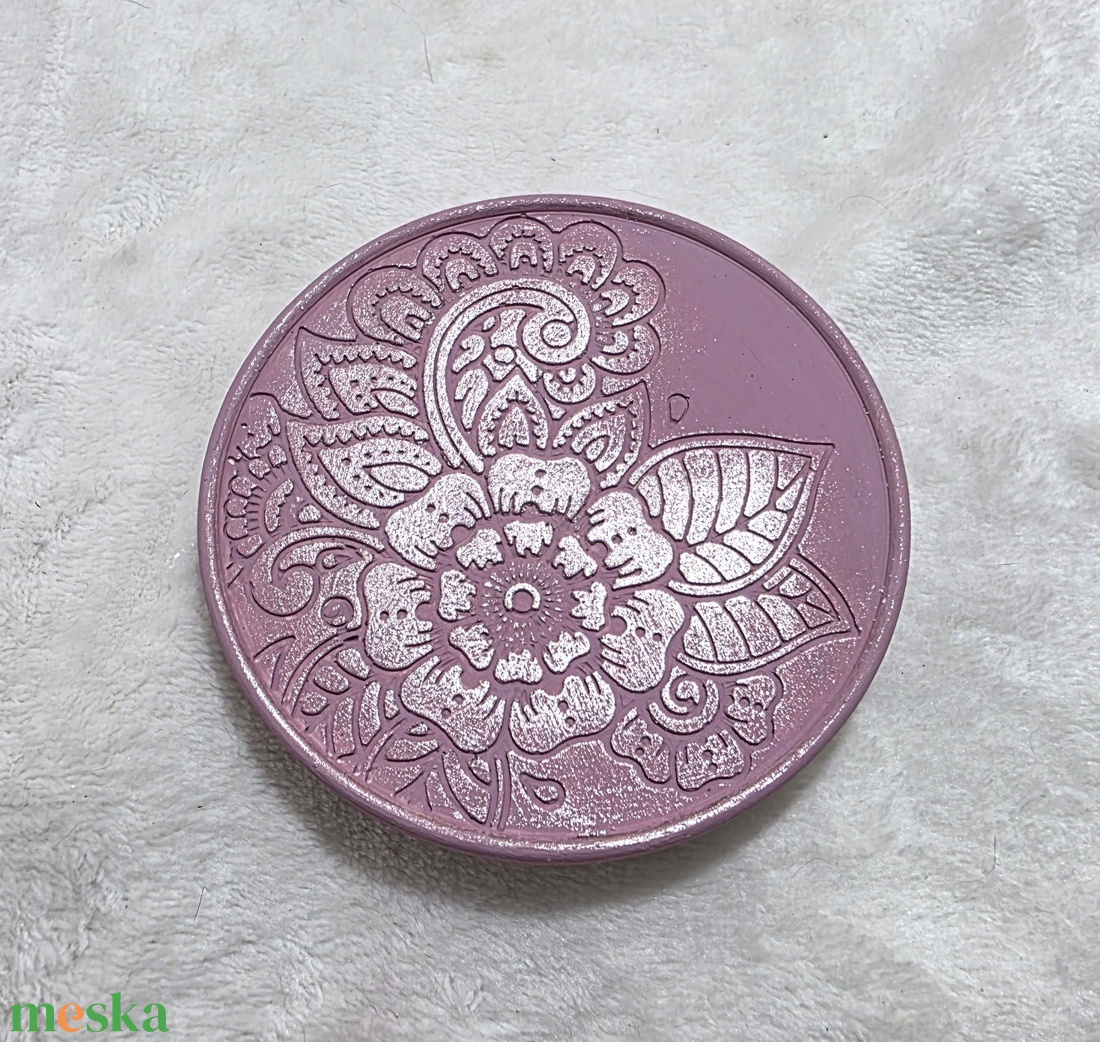 Kerámia alátét - Mandala / Púder-rosegold - otthon & életmód - gyertya, illat, aroma - mécses és mécsestartó - Meska.hu