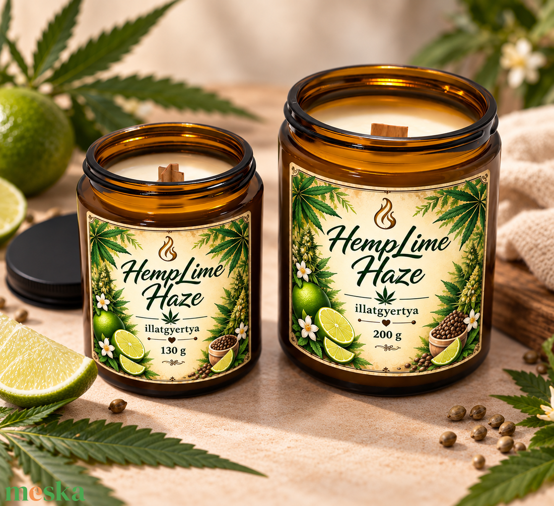 Kender Lime illatgyertya - otthon & életmód - gyertya, illat, aroma - gyertya - Meska.hu