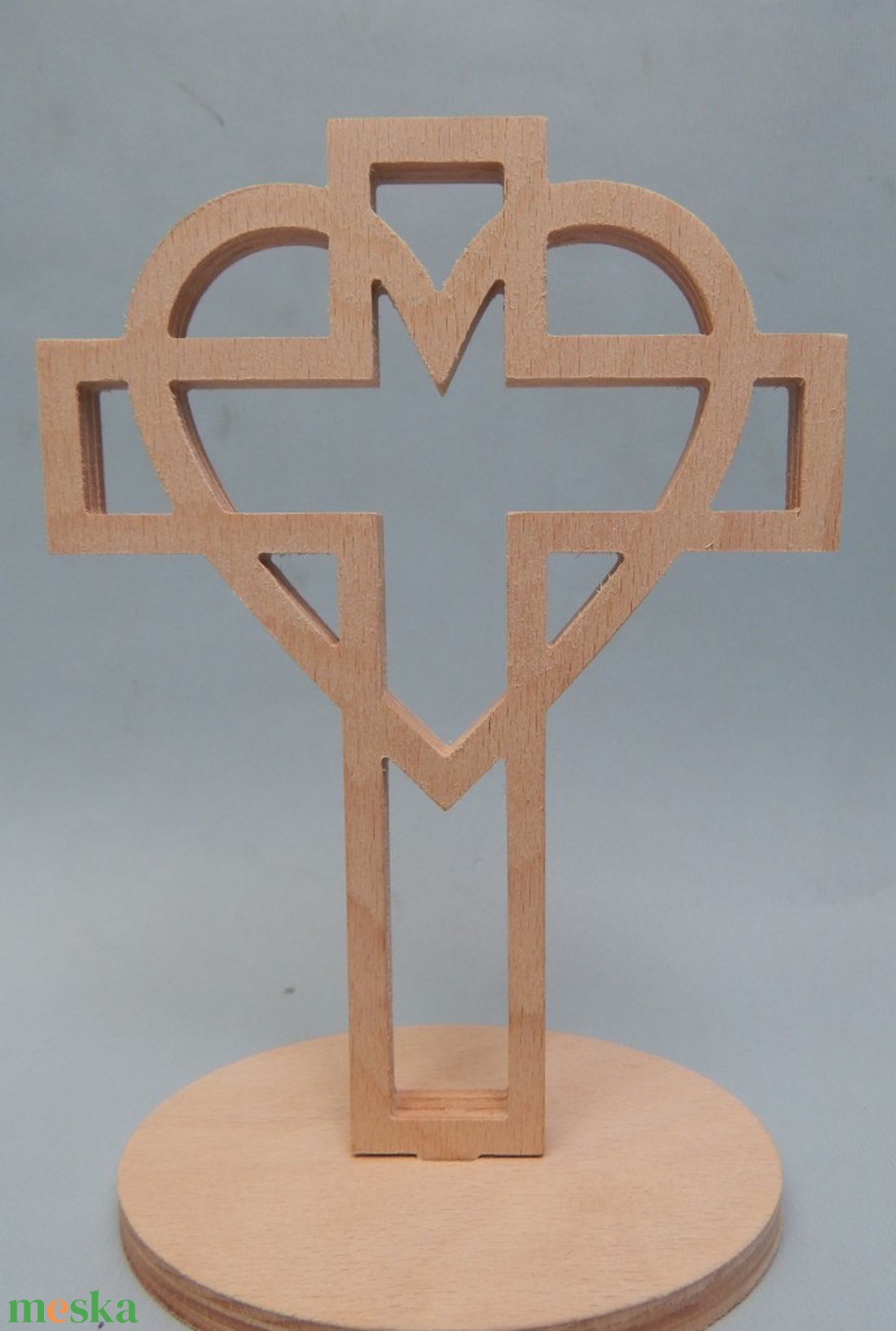 Fa kereszt szív mintával - otthon & életmód - vallás - kereszt - Meska.hu