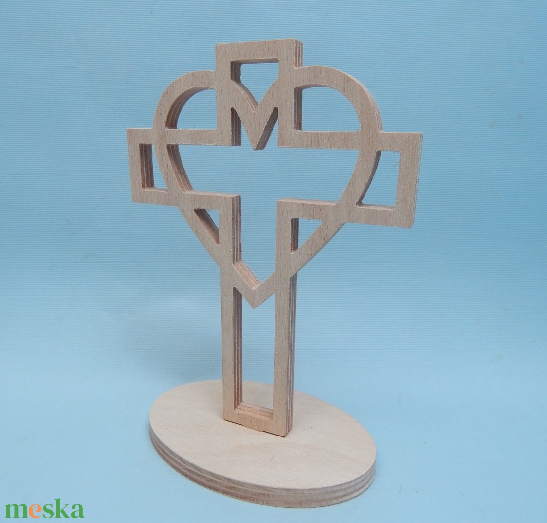 Fa kereszt szív mintával - otthon & életmód - vallás - kereszt - Meska.hu