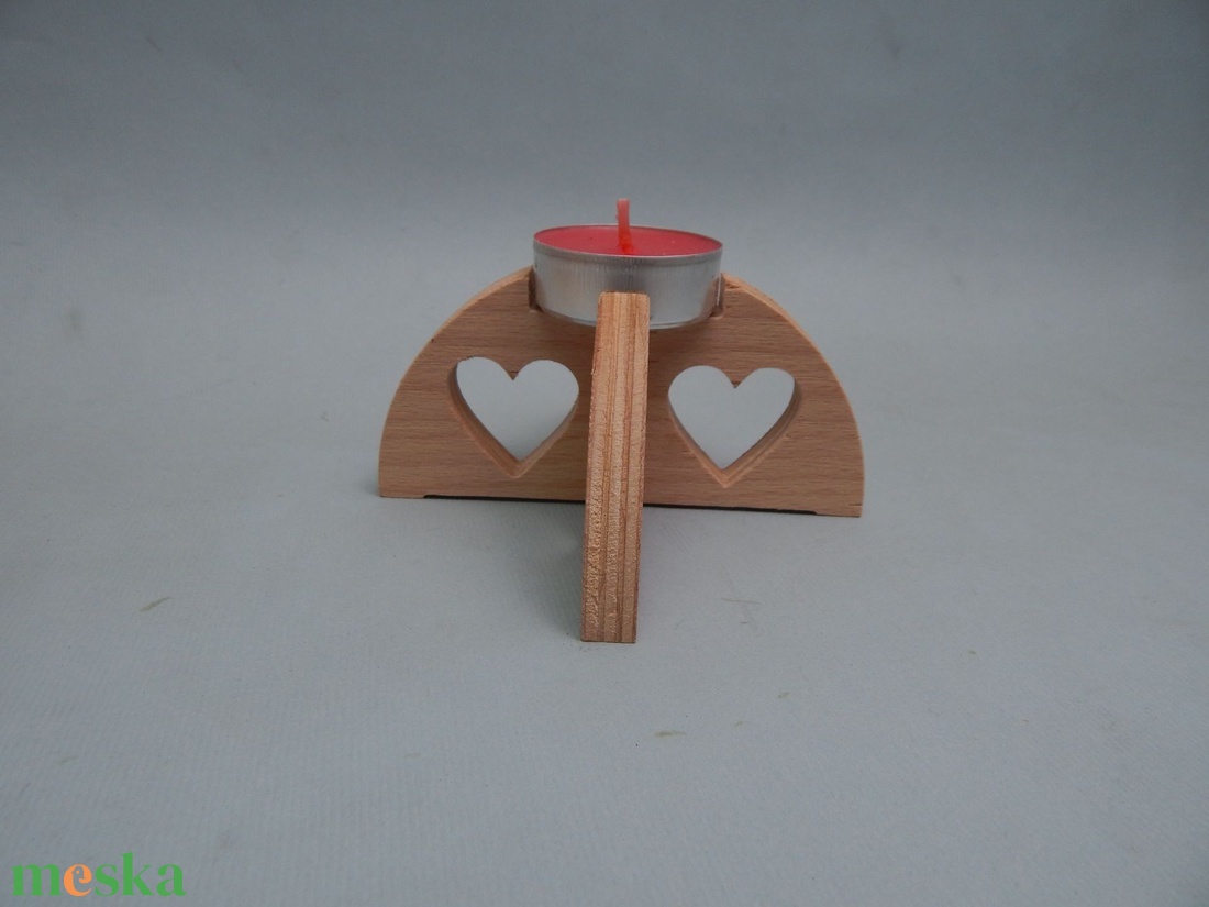 Fa mécsestartó szív mintával - otthon & életmód - gyertya, illat, aroma - mécses és mécsestartó - Meska.hu