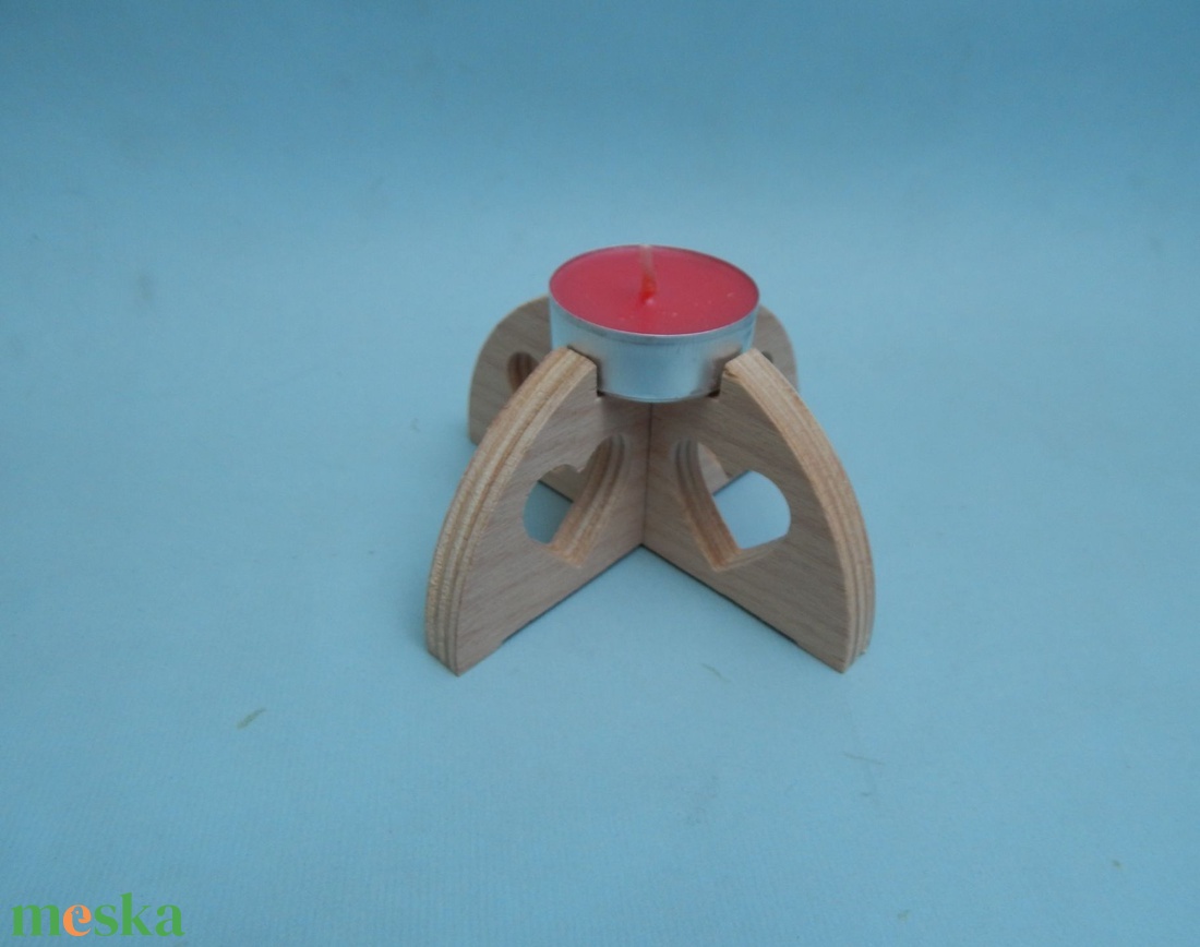 Fa mécsestartó szív mintával - otthon & életmód - gyertya, illat, aroma - mécses és mécsestartó - Meska.hu