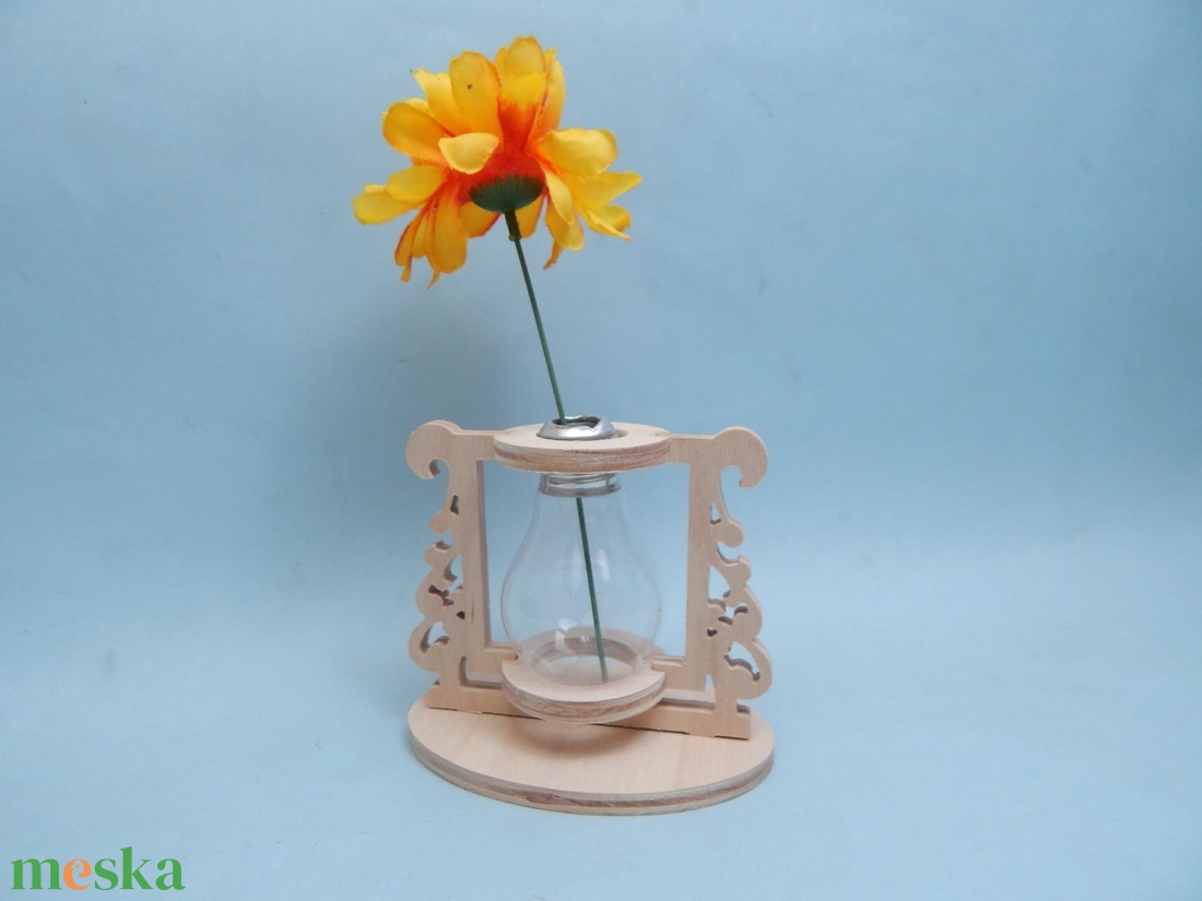 Fa váza égővel - otthon & életmód - virágdekoráció - virágtartó - váza - Meska.hu