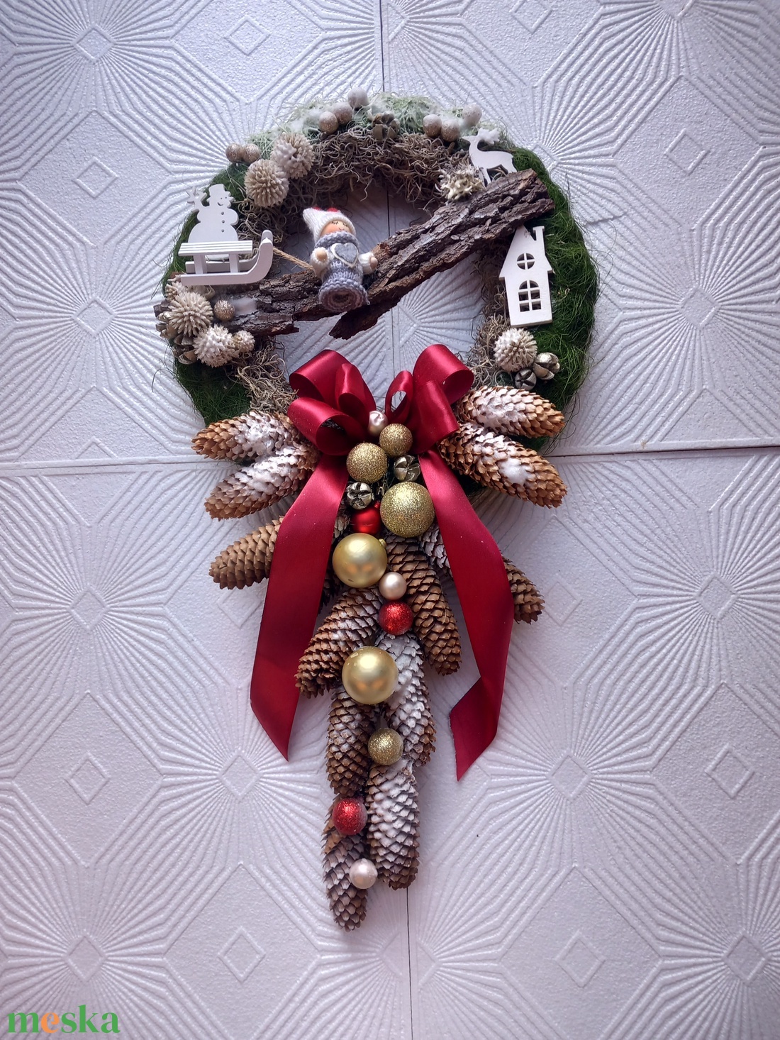 Klasszikus karácsonyi kopogtató - karácsony - karácsonyi lakásdekoráció - karácsonyi ajtódíszek - Meska.hu