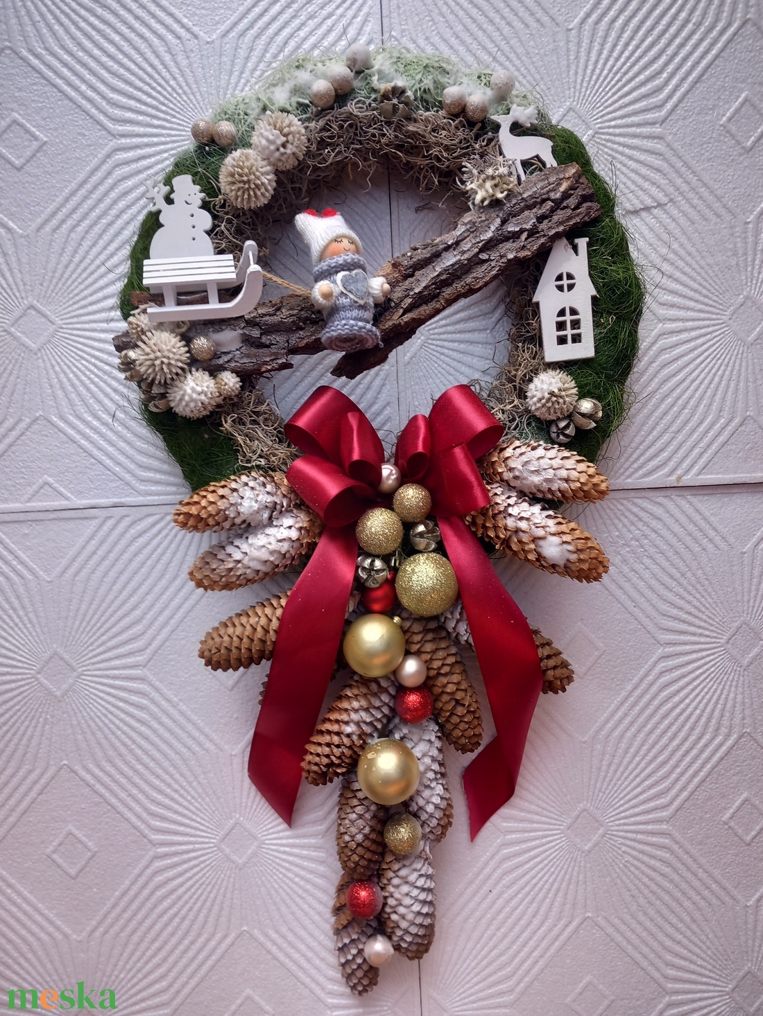 Klasszikus karácsonyi kopogtató - karácsony - karácsonyi lakásdekoráció - karácsonyi ajtódíszek - Meska.hu