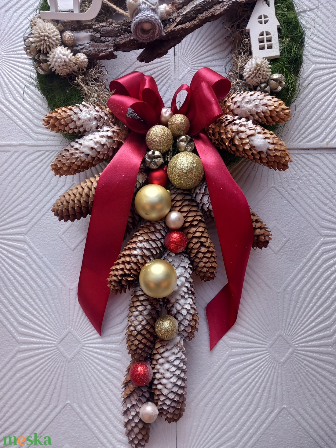 Klasszikus karácsonyi kopogtató - karácsony - karácsonyi lakásdekoráció - karácsonyi ajtódíszek - Meska.hu