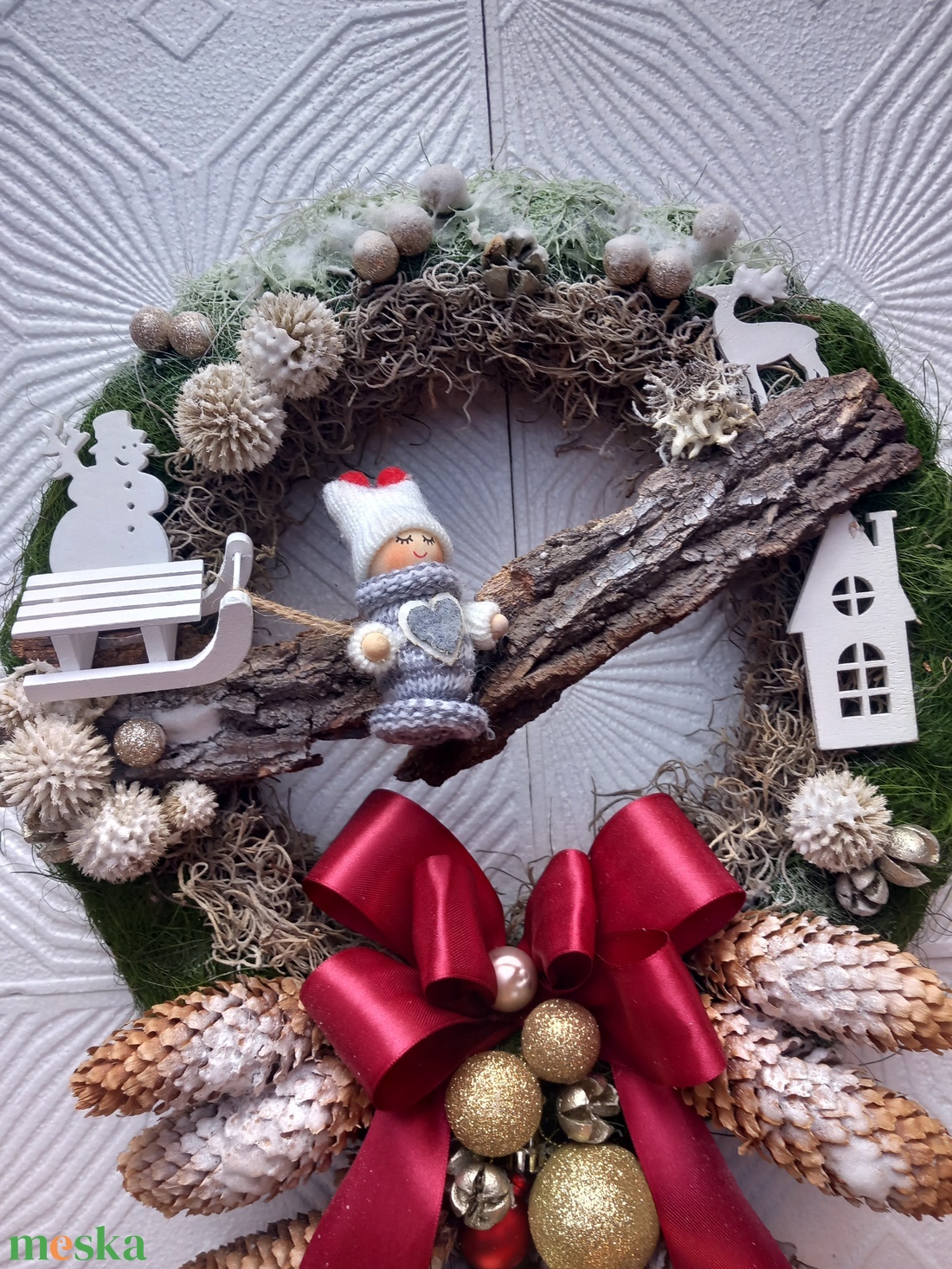 Klasszikus karácsonyi kopogtató - karácsony - karácsonyi lakásdekoráció - karácsonyi ajtódíszek - Meska.hu