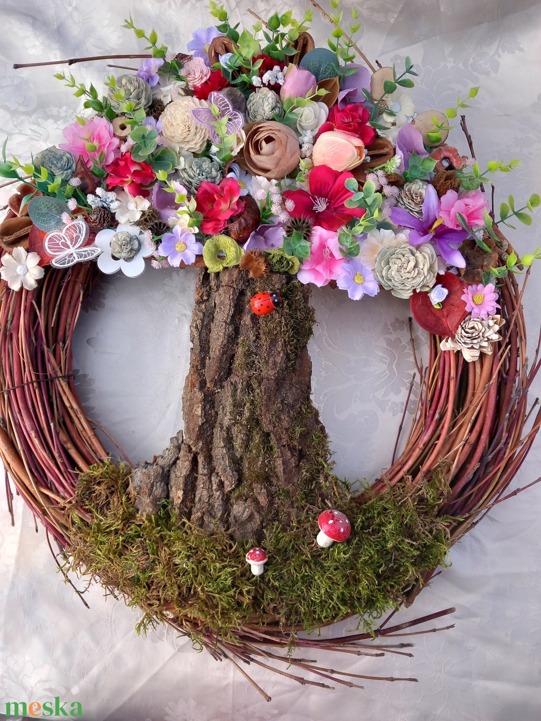 Akciós áron Életfa kopogtató 50 cm-es vesszőalapon - otthon & életmód - dekoráció - fali és függő dekoráció - függődísz - Meska.hu