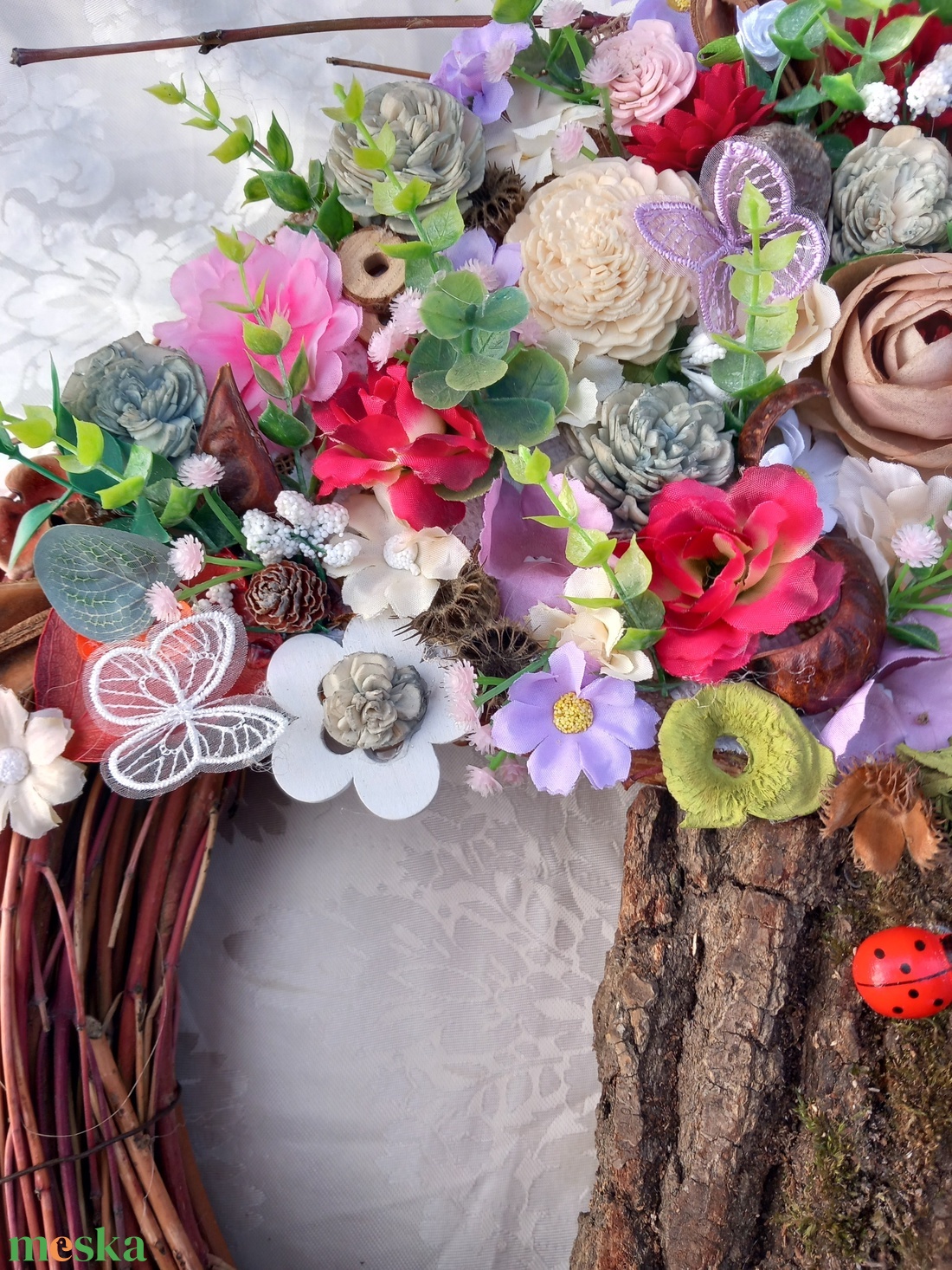 Akciós áron Életfa kopogtató 50 cm-es vesszőalapon - otthon & életmód - dekoráció - fali és függő dekoráció - függődísz - Meska.hu