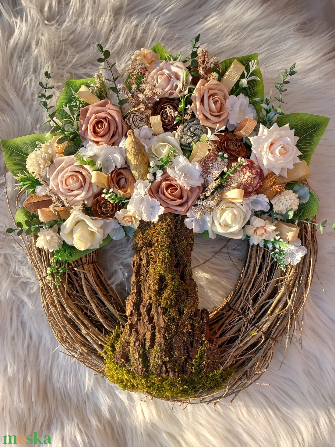 Romantikus Életfa rózsákkal - otthon & életmód - dekoráció - ajtó- és ablak dekoráció - ajtókilincs tábla - Meska.hu