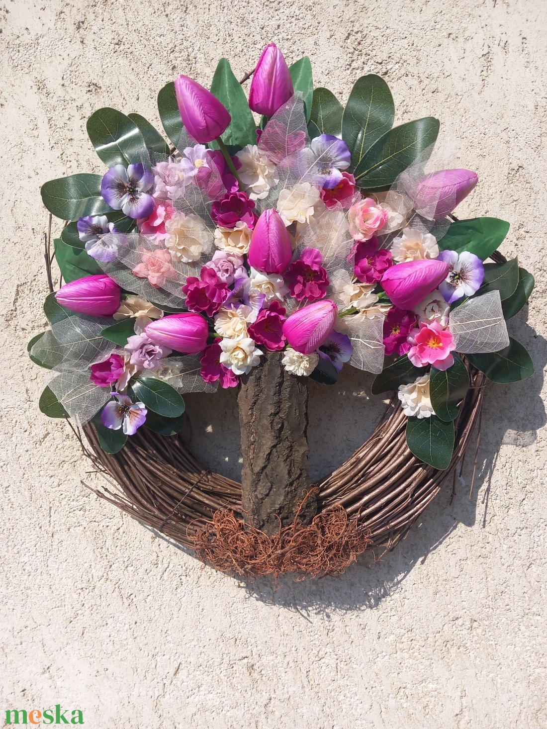 Tavaszi életfa kopogtató - otthon & életmód - dekoráció - ajtó- és ablak dekoráció - ajtódísz & kopogtató - Meska.hu