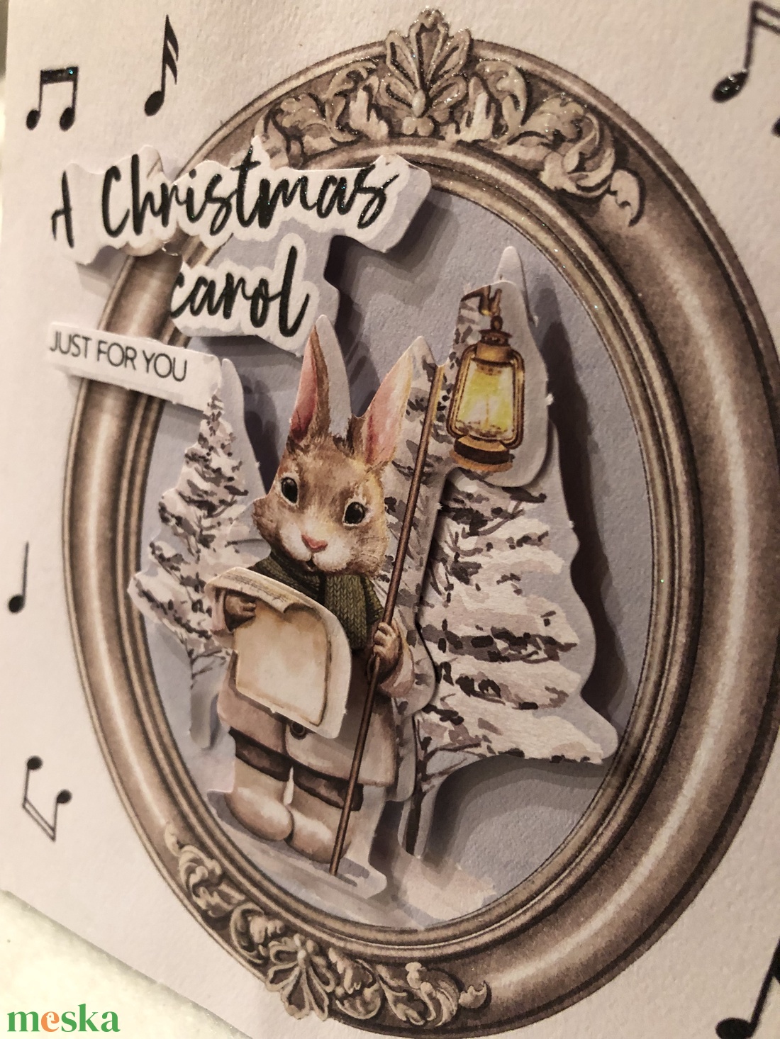 3D Karácsonyi üdvözlőlap Nyuszkós - karácsony - karácsonyi ajándékozás - karácsonyi képeslap, üdvözlőlap, ajándékkísérő - Meska.hu