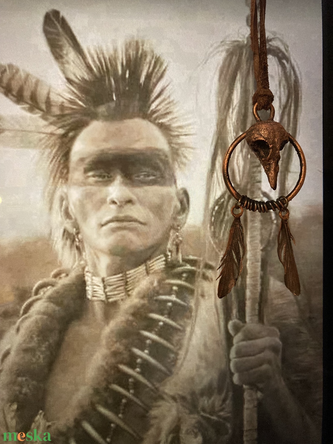 Réz koponya tollakkal - ékszer - nyaklánc - medálos nyaklánc - Meska.hu