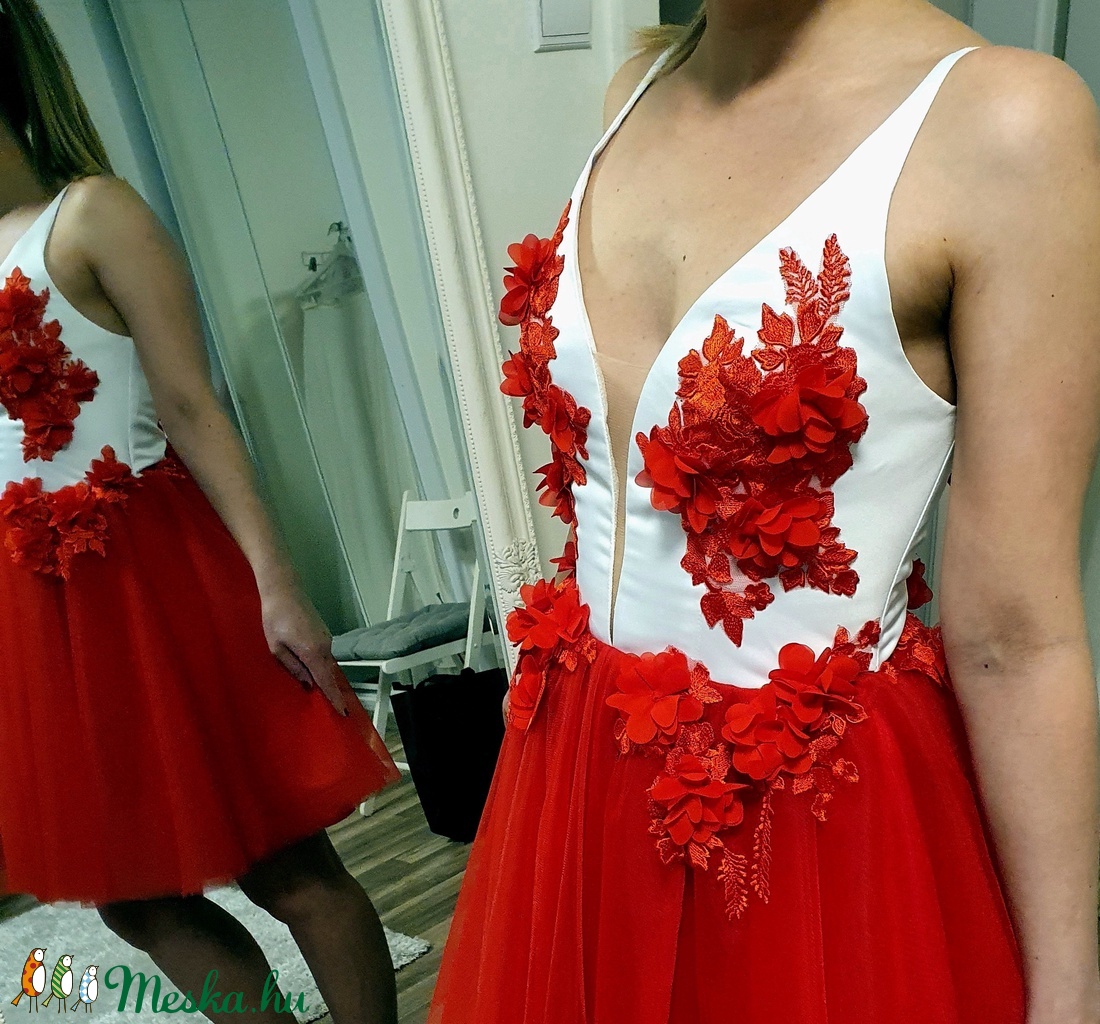 Piros-fehér menyecske ruha - esküvő - ruha - menyecske ruha - Meska.hu